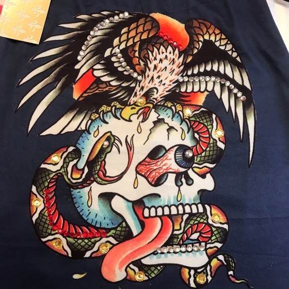 Rare🦄 vintage y2k Ed hardy halter dress with crystals 💙✨ - Picture 8 of 10